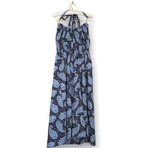 J Crew Collection Maxi Halter Dress Size 10 Blue Paisley Excellent Condition